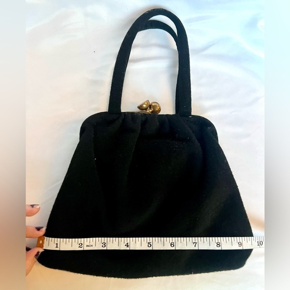 Vintage Ingber Black and Gold Felt Hand Bag - Picture 10 of 13